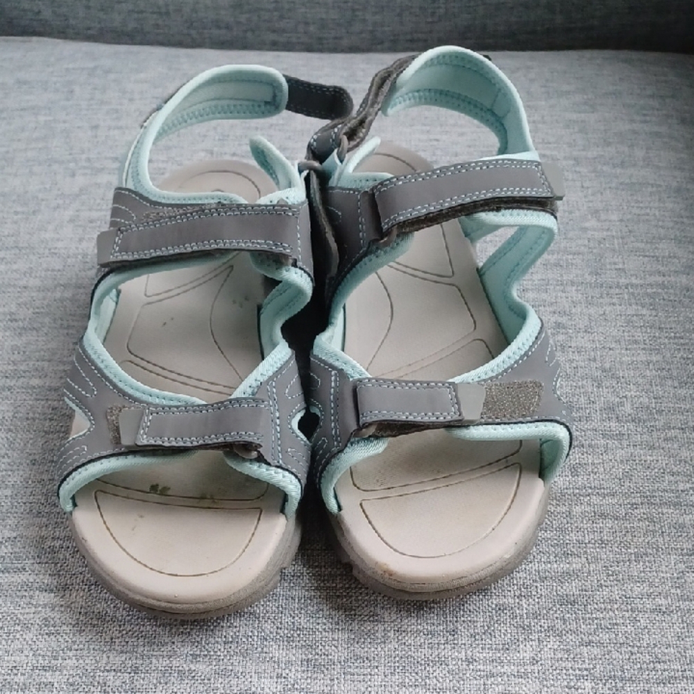 Lands' End Gray and Light Blue Sandals